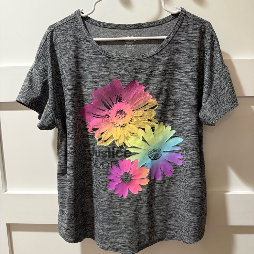 Justice Gray Floral Graphic Top